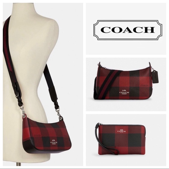 Coach Crossbody bag With Buffalo Plaid Print Bundle - Picture 1 of 9